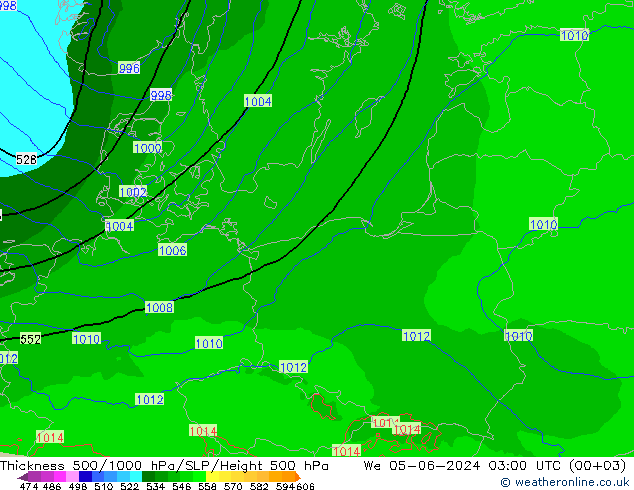 Dikte 500-1000hPa Arpege-eu wo 05.06.2024 03 UTC