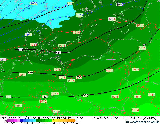 Thck 500-1000hPa Arpege-eu Fr 07.06.2024 12 UTC