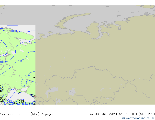 приземное давление Arpege-eu Вс 09.06.2024 06 UTC