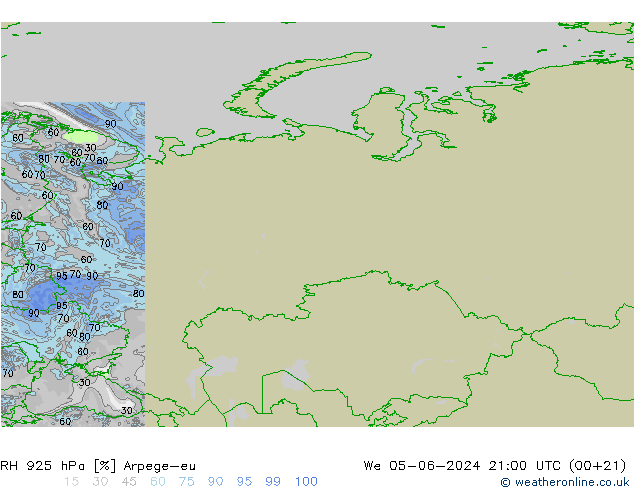 RH 925 hPa Arpege-eu  05.06.2024 21 UTC