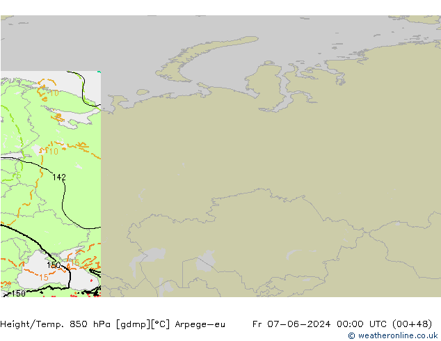 Height/Temp. 850 hPa Arpege-eu Fr 07.06.2024 00 UTC