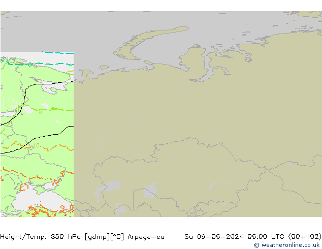 Height/Temp. 850 hPa Arpege-eu Dom 09.06.2024 06 UTC