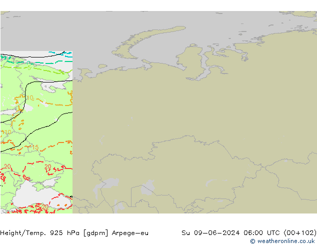 Height/Temp. 925 hPa Arpege-eu  09.06.2024 06 UTC