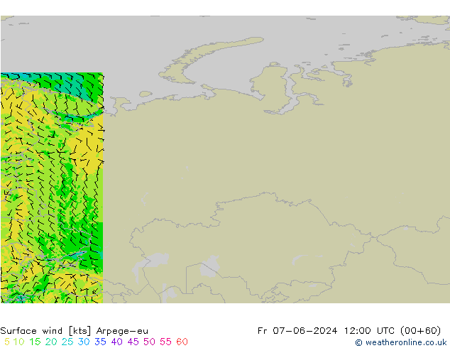 Bodenwind Arpege-eu Fr 07.06.2024 12 UTC