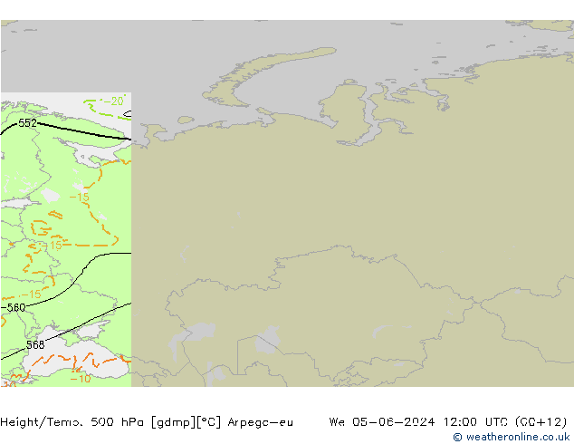 Height/Temp. 500 hPa Arpege-eu mer 05.06.2024 12 UTC