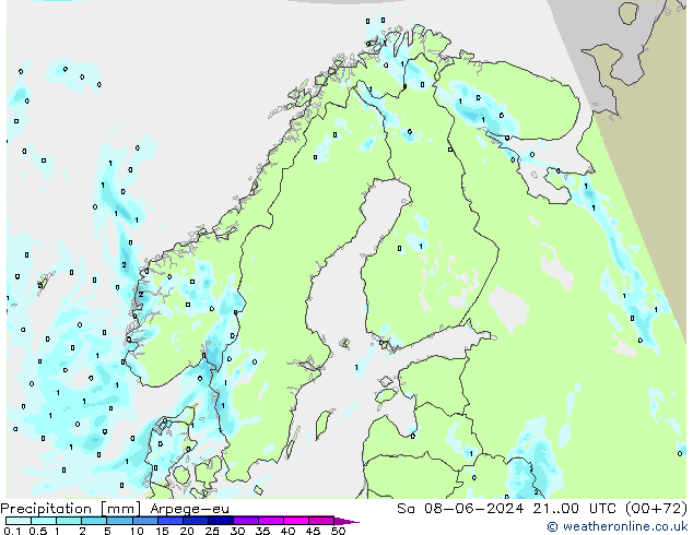 Precipitation Arpege-eu Sa 08.06.2024 00 UTC