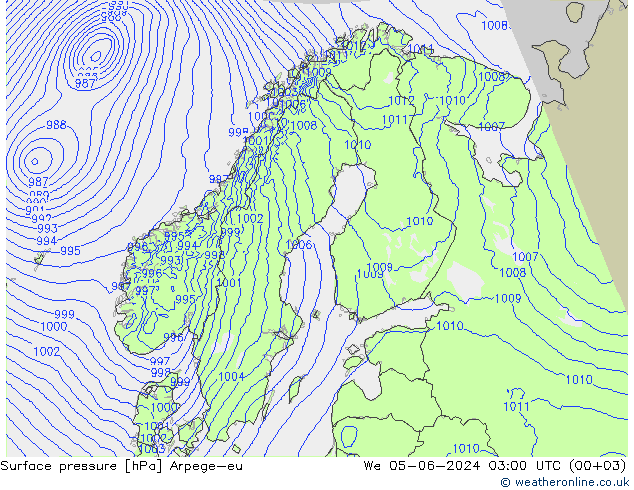 Surface pressure Arpege-eu We 05.06.2024 03 UTC