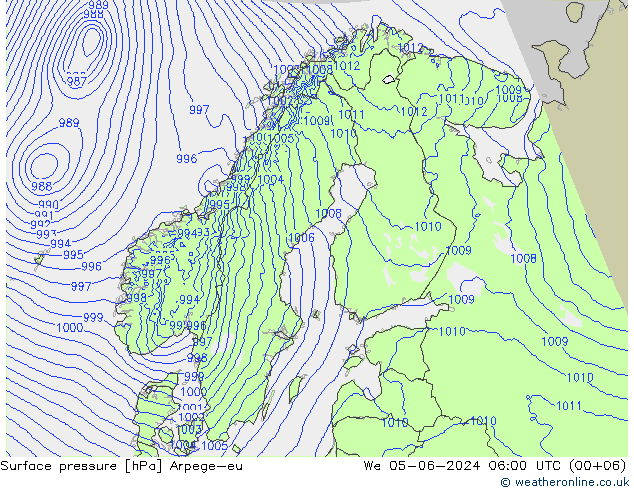 Bodendruck Arpege-eu Mi 05.06.2024 06 UTC