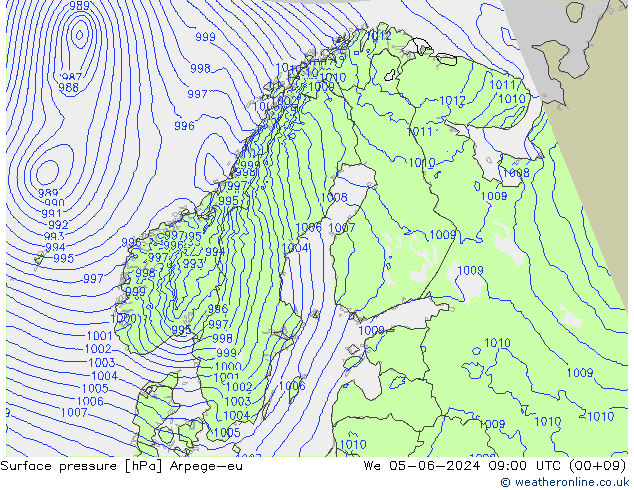 Surface pressure Arpege-eu We 05.06.2024 09 UTC