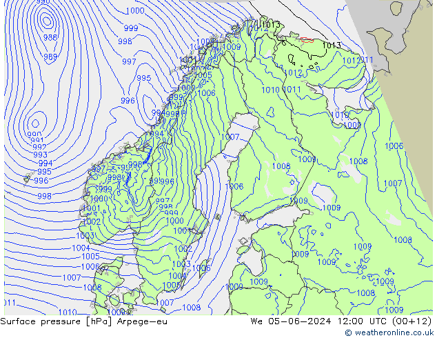 地面气压 Arpege-eu 星期三 05.06.2024 12 UTC