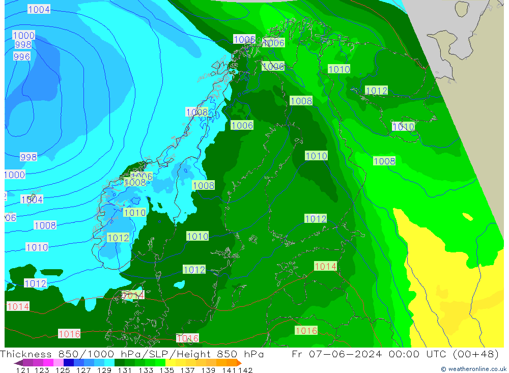 Thck 850-1000 hPa Arpege-eu Sex 07.06.2024 00 UTC