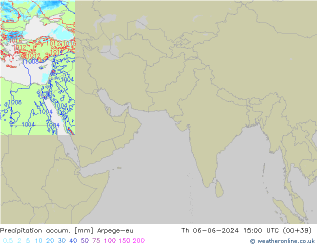 Precipitación acum. Arpege-eu jue 06.06.2024 15 UTC