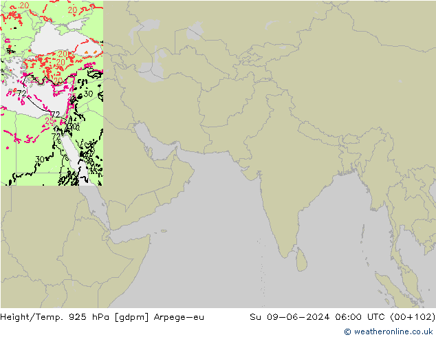 Height/Temp. 925 hPa Arpege-eu Dom 09.06.2024 06 UTC