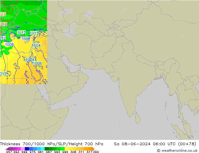 700-1000 hPa Kalınlığı Arpege-eu Cts 08.06.2024 06 UTC