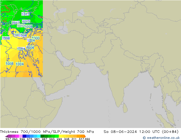 700-1000 hPa Kalınlığı Arpege-eu Cts 08.06.2024 12 UTC