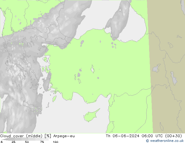 Nuages (moyen) Arpege-eu jeu 06.06.2024 06 UTC