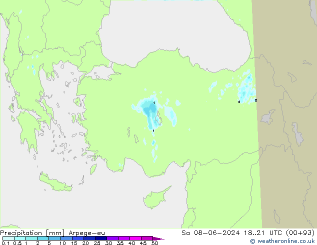 Precipitation Arpege-eu Sa 08.06.2024 21 UTC