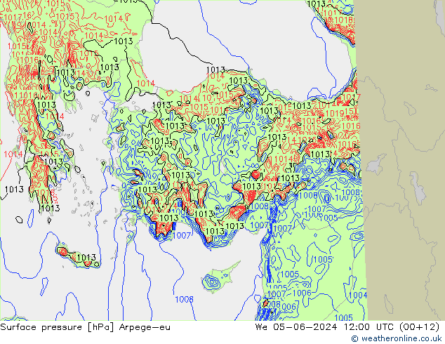 pressão do solo Arpege-eu Qua 05.06.2024 12 UTC