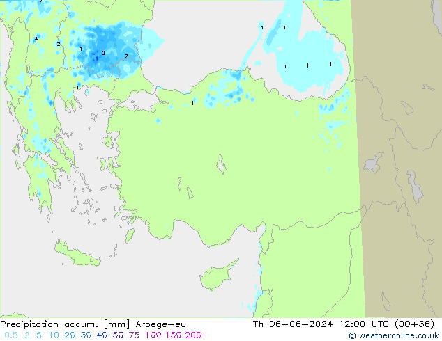 Precipitación acum. Arpege-eu jue 06.06.2024 12 UTC