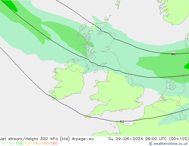 Jet stream Arpege-eu Dom 09.06.2024 06 UTC