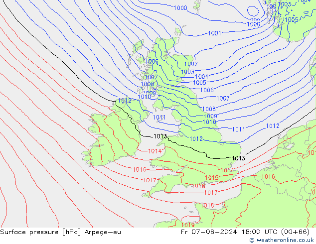 Surface pressure Arpege-eu Fr 07.06.2024 18 UTC