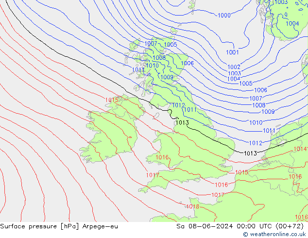 приземное давление Arpege-eu сб 08.06.2024 00 UTC