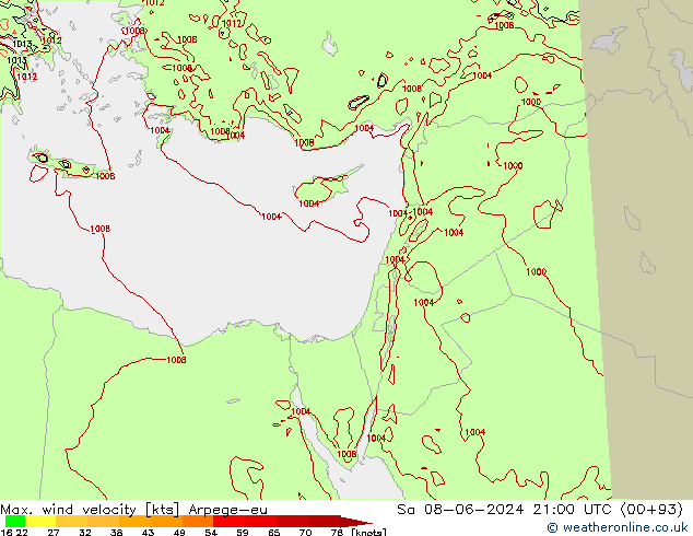 Windböen Arpege-eu Sa 08.06.2024 21 UTC