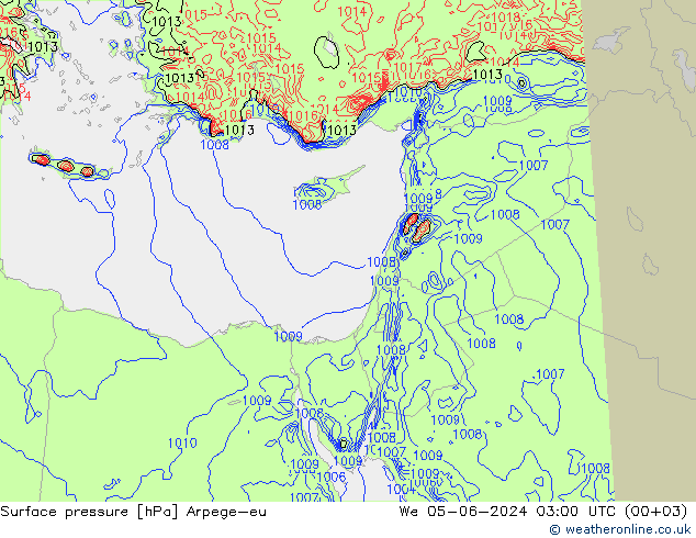 Pressione al suolo Arpege-eu mer 05.06.2024 03 UTC