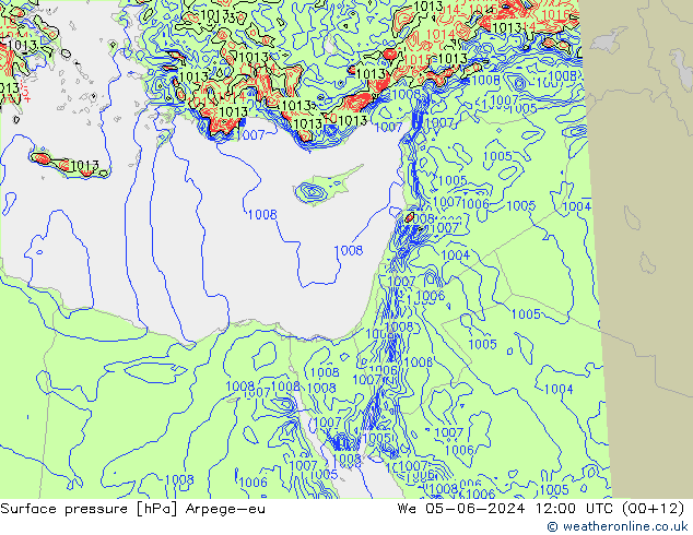 Surface pressure Arpege-eu We 05.06.2024 12 UTC