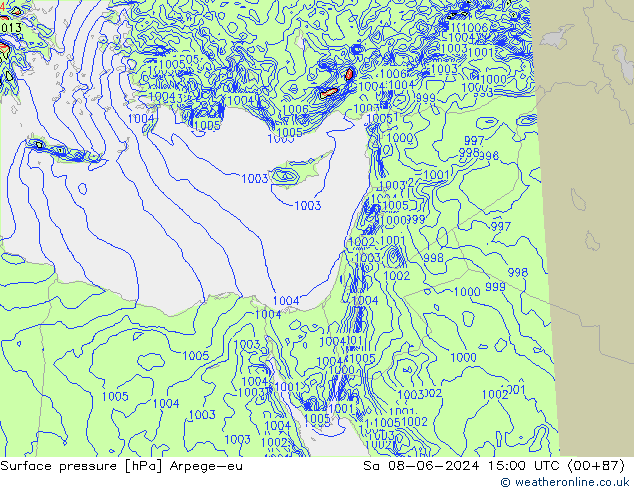 Surface pressure Arpege-eu Sa 08.06.2024 15 UTC