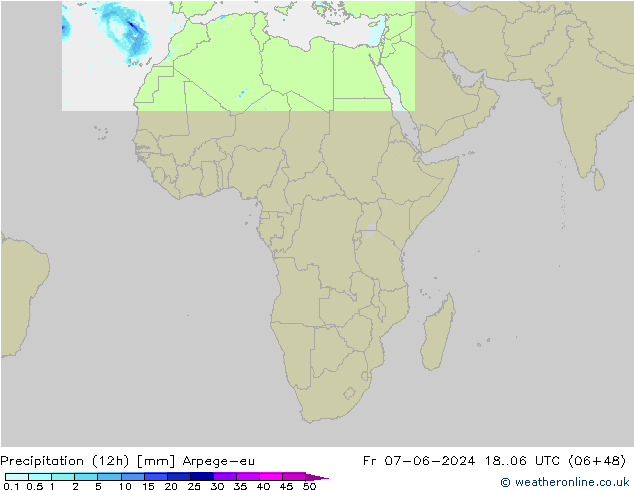 Precipitação (12h) Arpege-eu Sex 07.06.2024 06 UTC