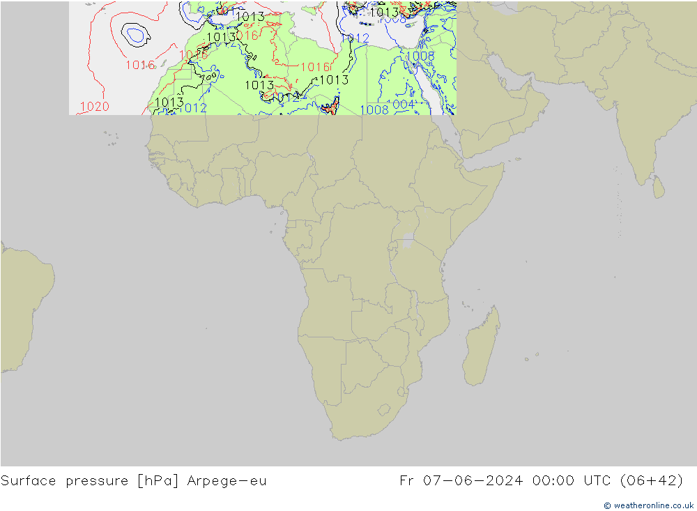 Bodendruck Arpege-eu Fr 07.06.2024 00 UTC