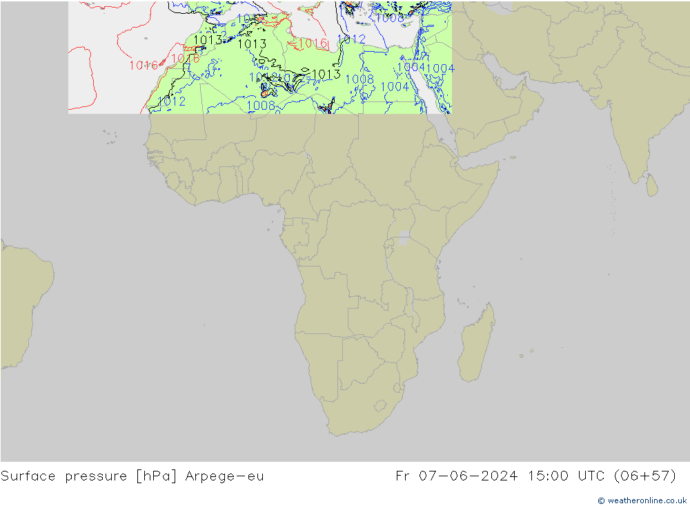 Presión superficial Arpege-eu vie 07.06.2024 15 UTC