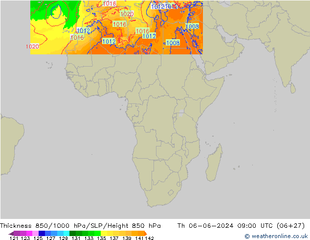 Thck 850-1000 hPa Arpege-eu Th 06.06.2024 09 UTC