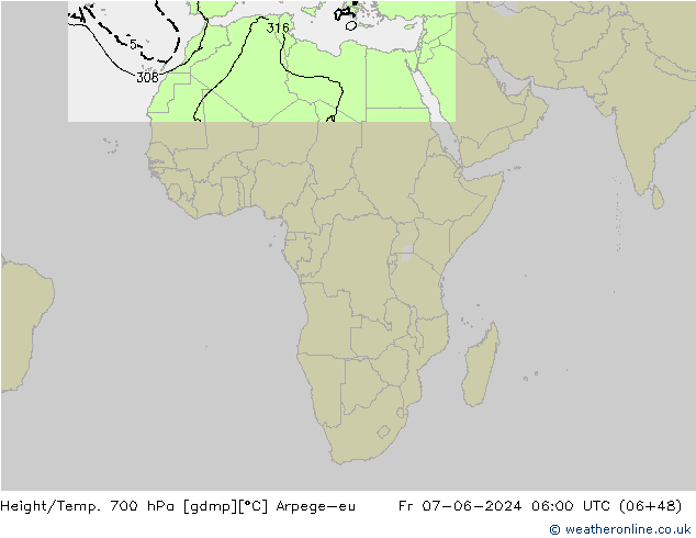 Height/Temp. 700 hPa Arpege-eu Fr 07.06.2024 06 UTC