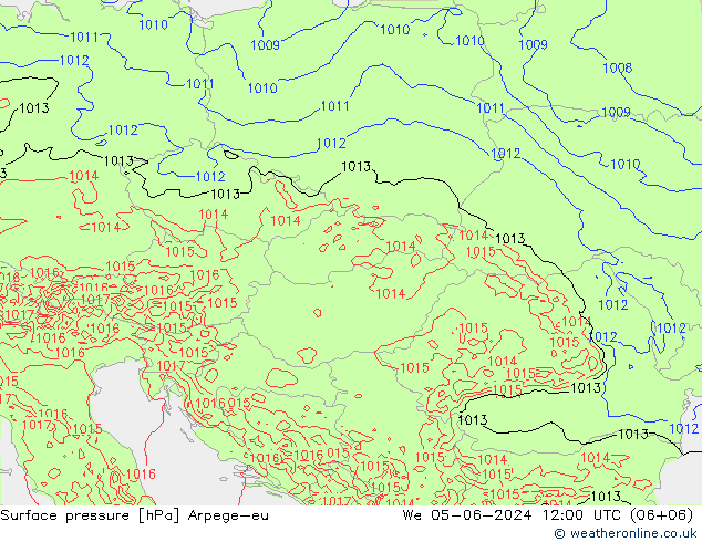 Presión superficial Arpege-eu mié 05.06.2024 12 UTC