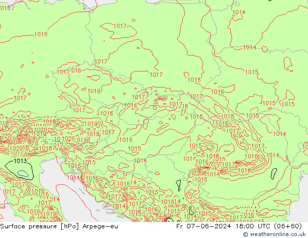 Surface pressure Arpege-eu Fr 07.06.2024 18 UTC