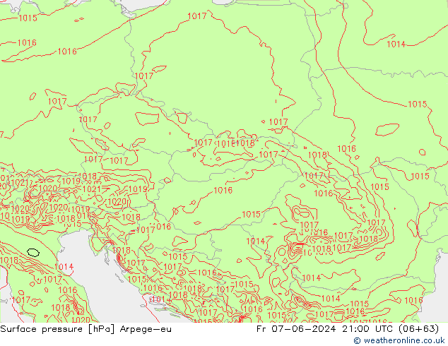 Yer basıncı Arpege-eu Cu 07.06.2024 21 UTC