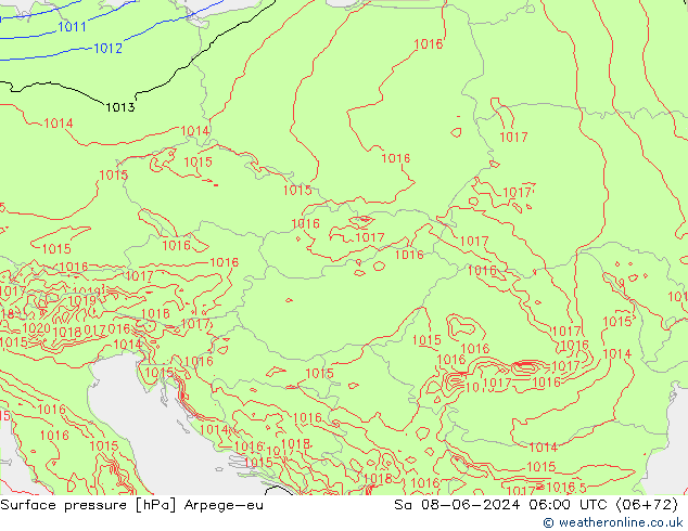 ciśnienie Arpege-eu so. 08.06.2024 06 UTC