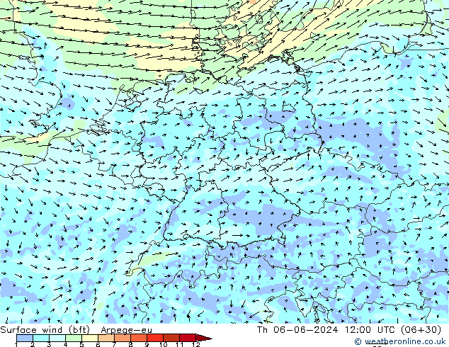  10 m (bft) Arpege-eu  06.06.2024 12 UTC