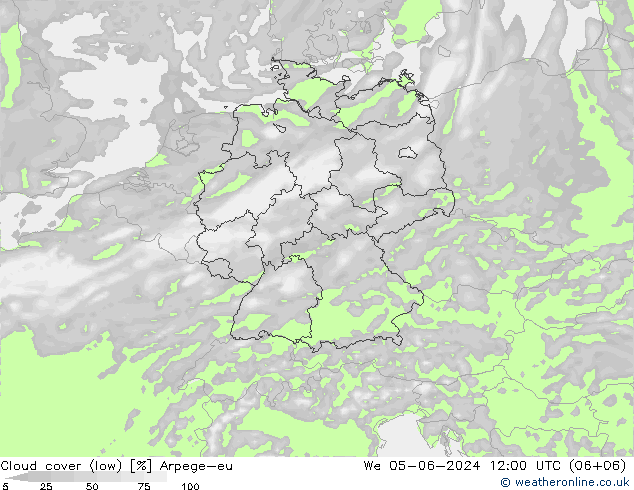 Bulutlar (düşük) Arpege-eu Çar 05.06.2024 12 UTC