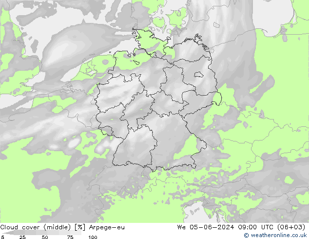 Nubi medie Arpege-eu mer 05.06.2024 09 UTC