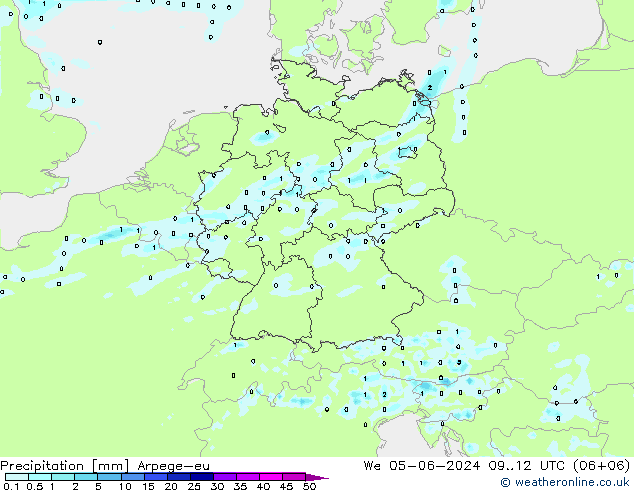 Srážky Arpege-eu St 05.06.2024 12 UTC