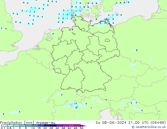 Precipitation Arpege-eu Sa 08.06.2024 00 UTC