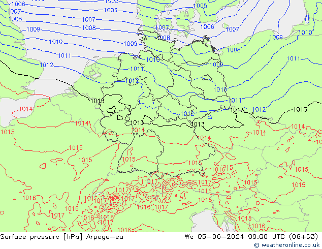 Bodendruck Arpege-eu Mi 05.06.2024 09 UTC