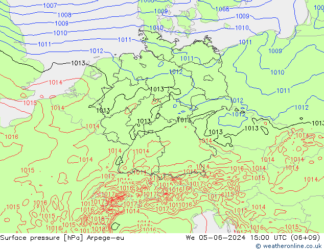 Surface pressure Arpege-eu We 05.06.2024 15 UTC