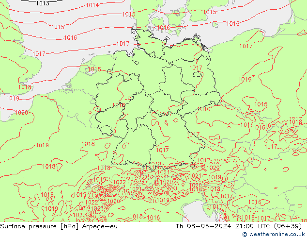 pressão do solo Arpege-eu Qui 06.06.2024 21 UTC