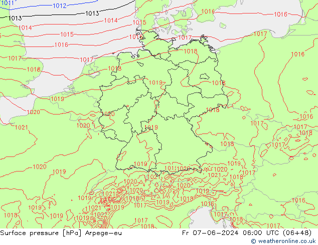 pression de l'air Arpege-eu ven 07.06.2024 06 UTC