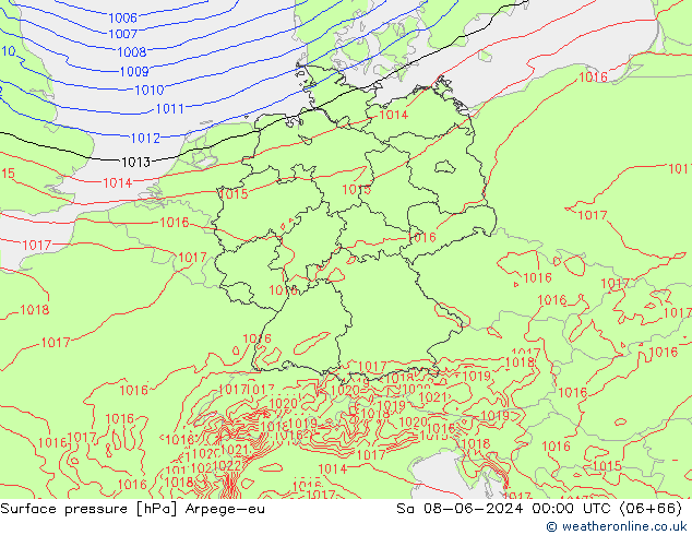 Surface pressure Arpege-eu Sa 08.06.2024 00 UTC