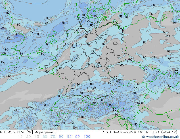 925 hPa Nispi Nem Arpege-eu Cts 08.06.2024 06 UTC